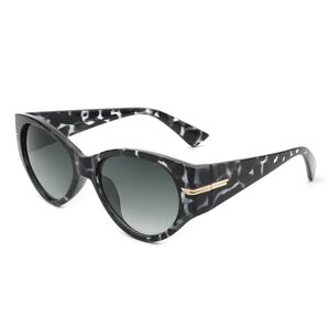 Lifted Cat-Eye Sunglasses Black Grey Marble Glam Modern Frame | UV400